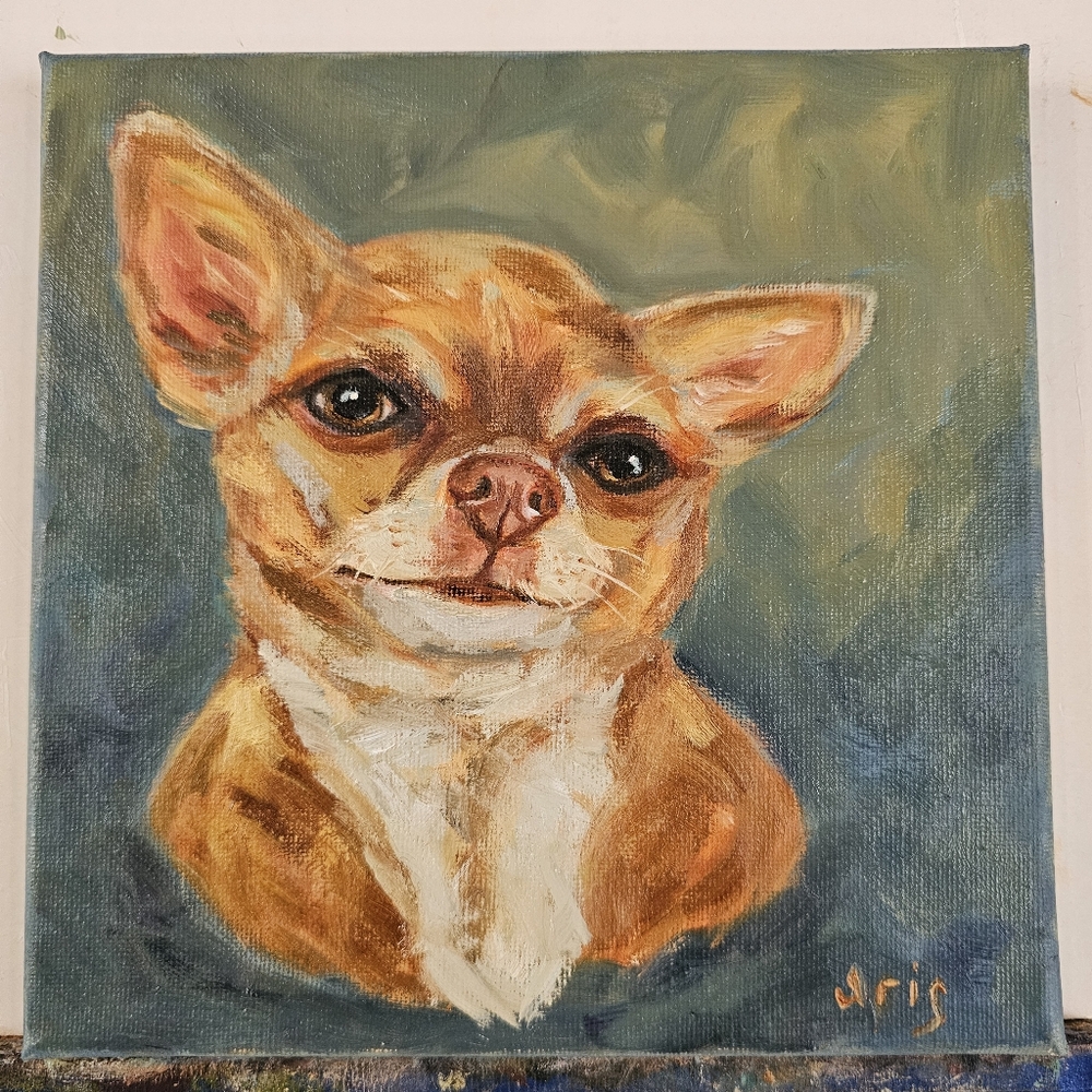 Abstract oil Painting cute dog, Chihuahua